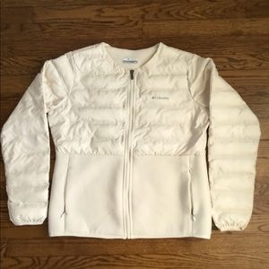 Columbia cream down & softshell Apres jacket